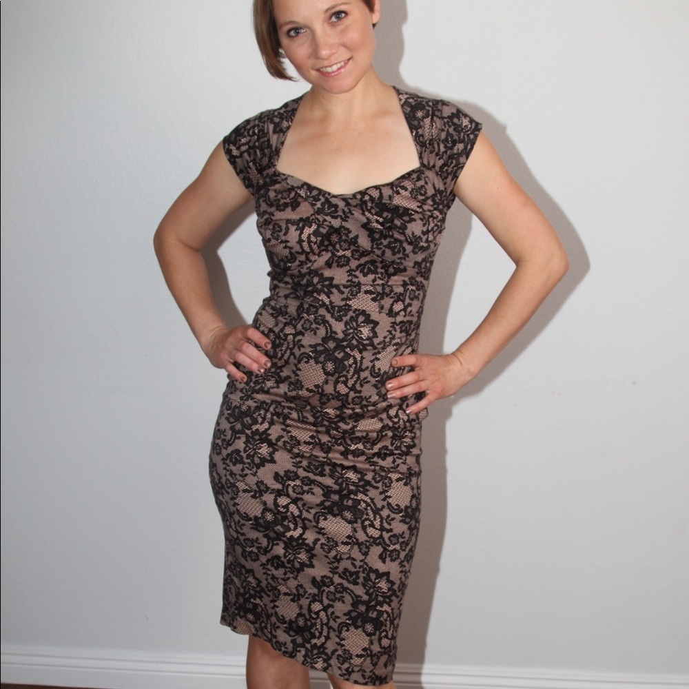 Stop Staring Retro Love Lace Dress Pink Lace